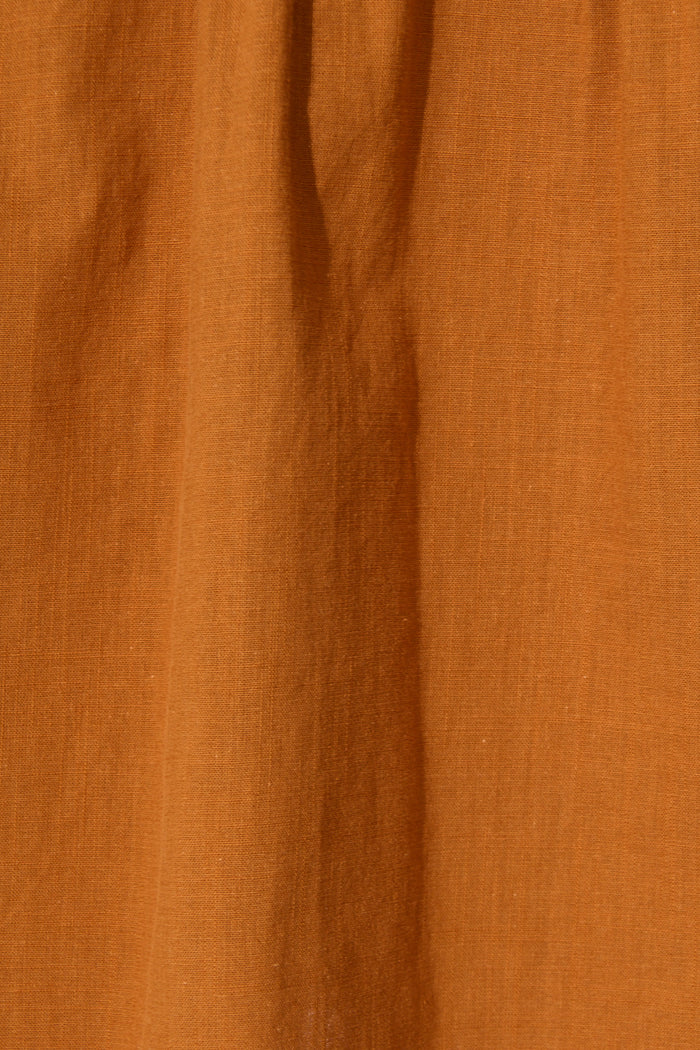 Ivory Fields Smock Dress in Camel Brown Cotton fabric