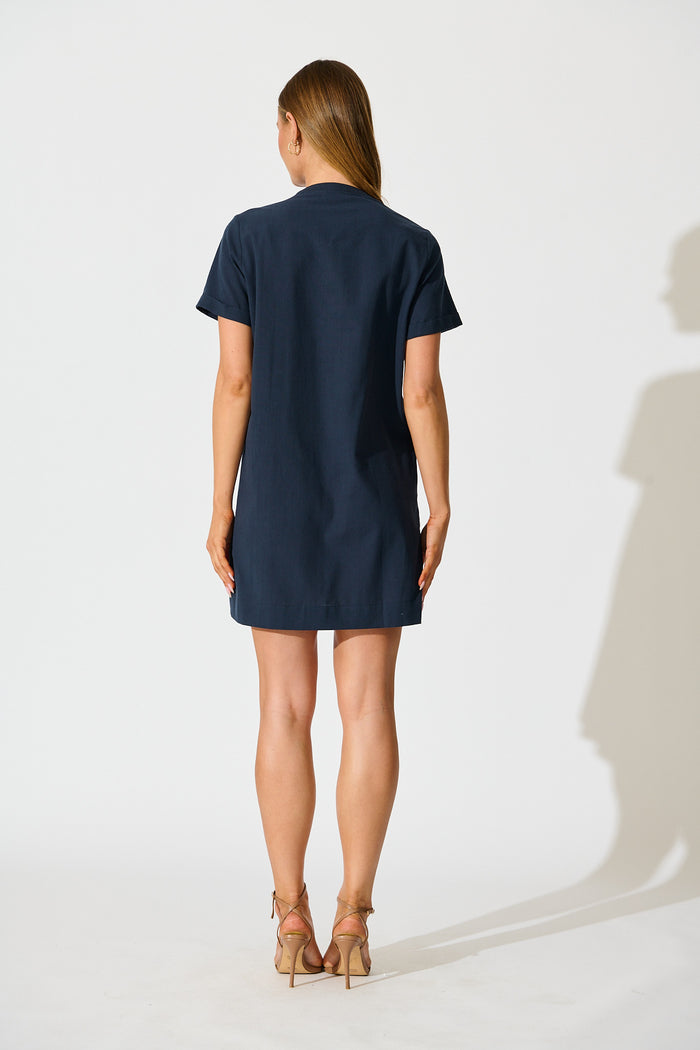 Ivory Fields Smock Dress in Navy Cotton back
