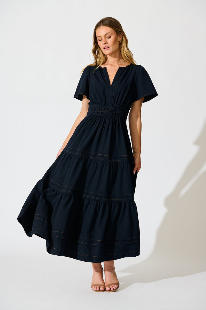Florencia Maxi Dress in Navy full length