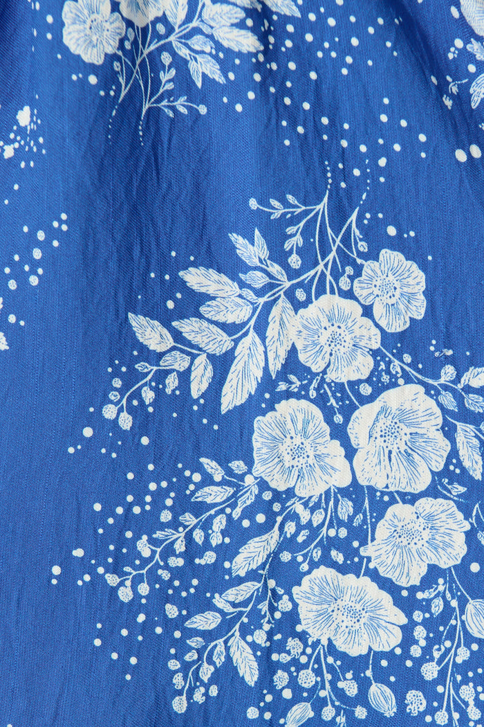 Tenaya Dress in Blue with White Floral fabric
