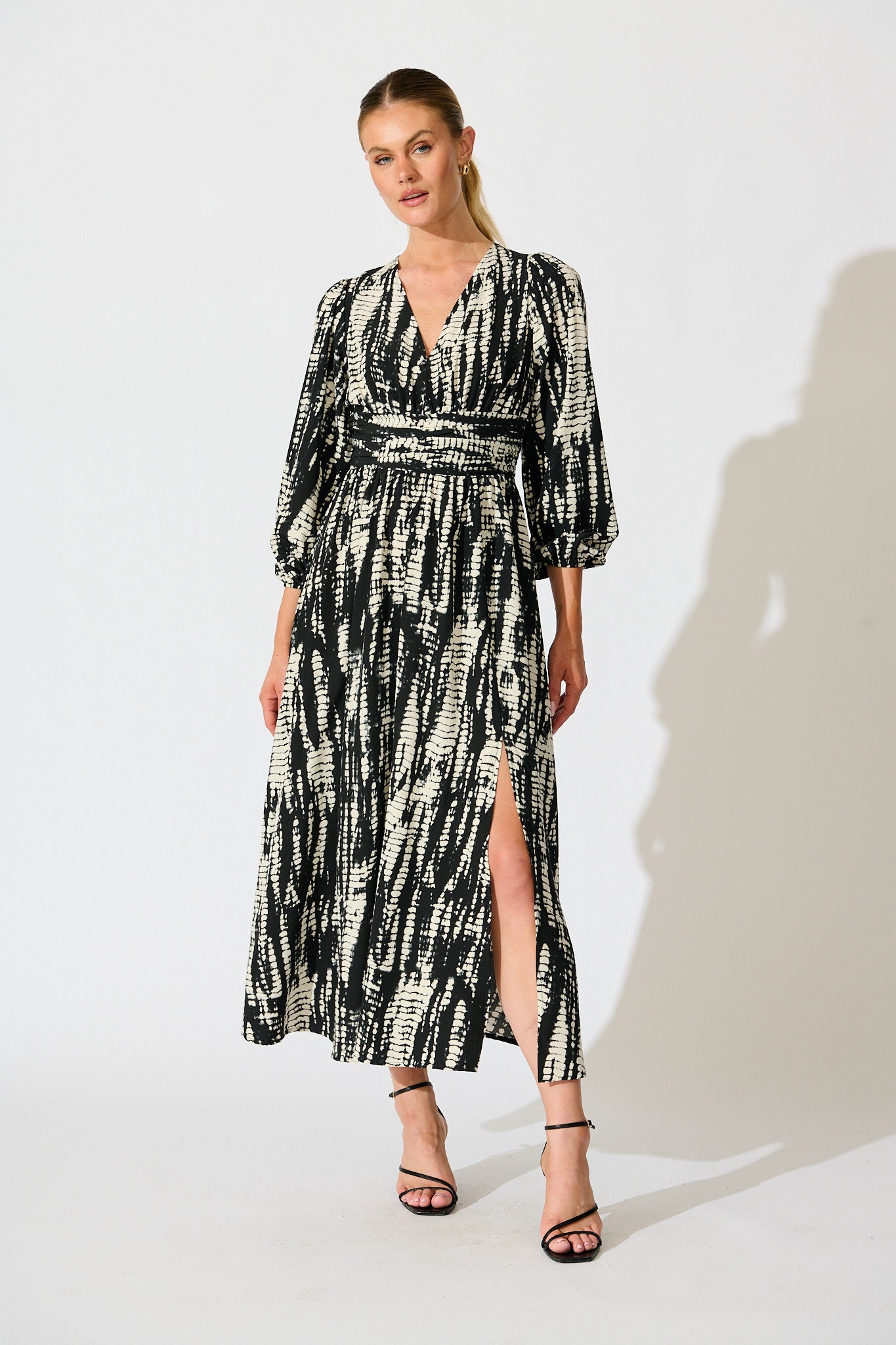 Azalea Maxi Dress in Black with Cream Print St Frock Azalea Maxi Dress in Black with Cream Print St Frock