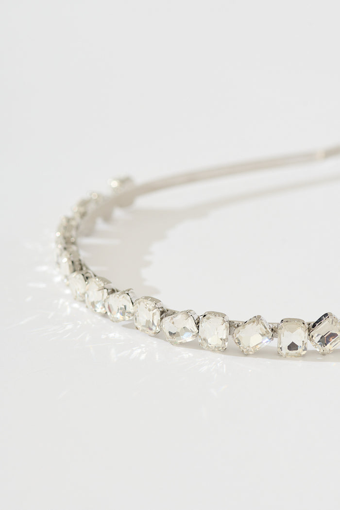 Piper Headband in Clear Diamante flatlay closeup