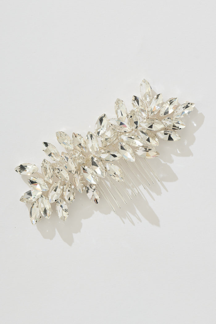 Stephanie Bridal Hair Comb Clip in Clear Diamante flatlay
