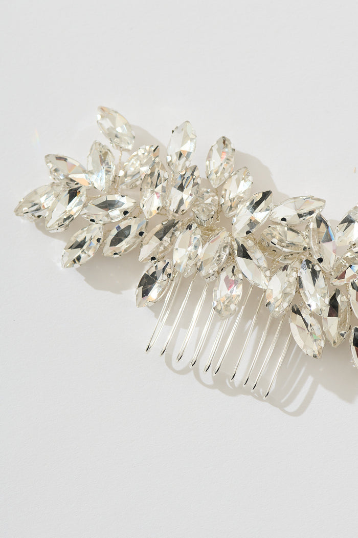 Stephanie Bridal Hair Comb Clip in Clear Diamante closeup