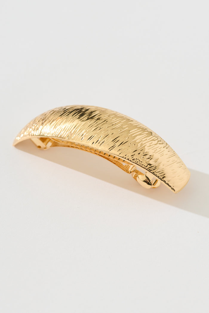 Barry Barrette Hair Clip in Textured Gold flatlay