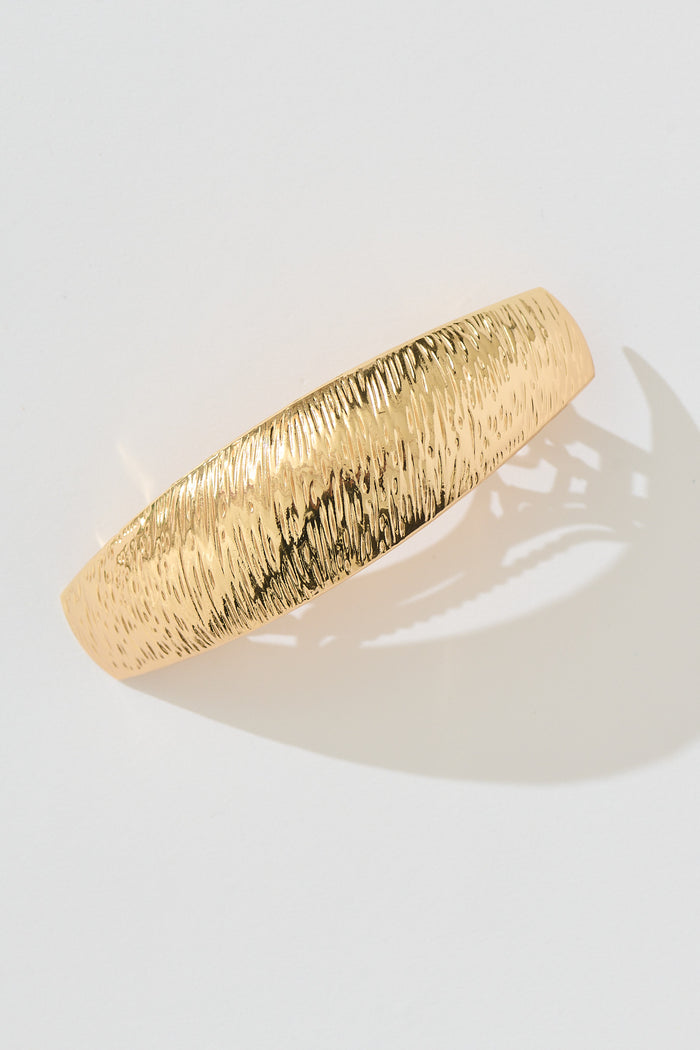 Barry Barrette Hair Clip in Textured Gold flatlay