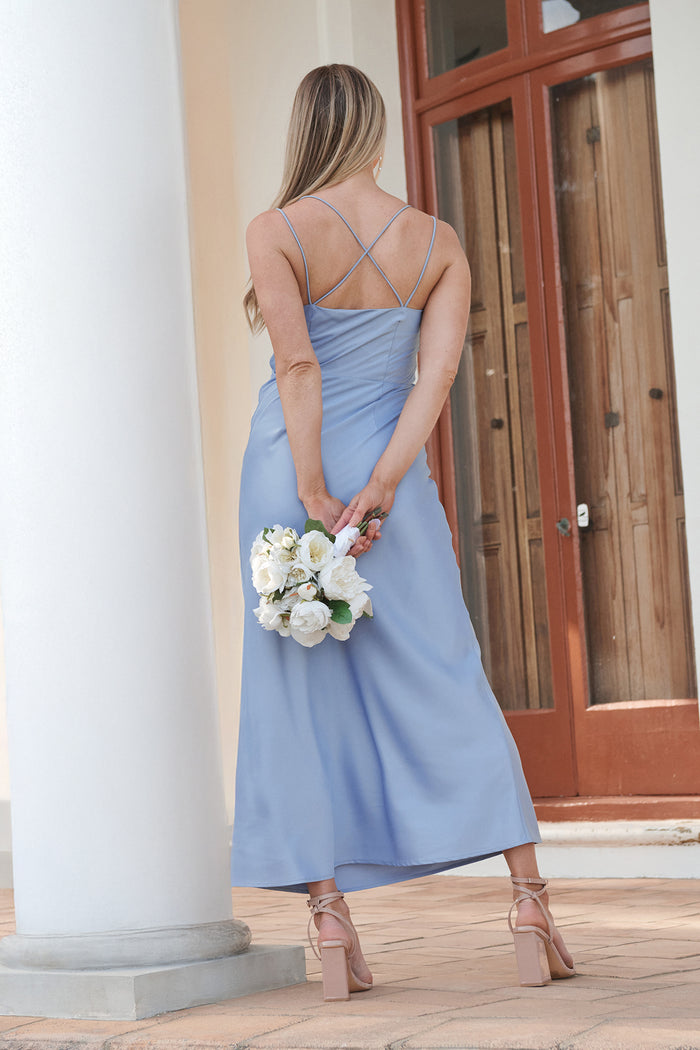 blue dress for baby girl Lovely Blue Short Tea Length Party Dress, Puffy Sleeves Tulle Formal D –  Cutedressy main image 1