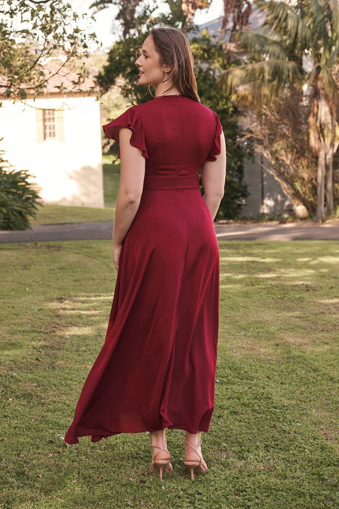 Wynter Maxi Dress in Wine Chiffon campaign back