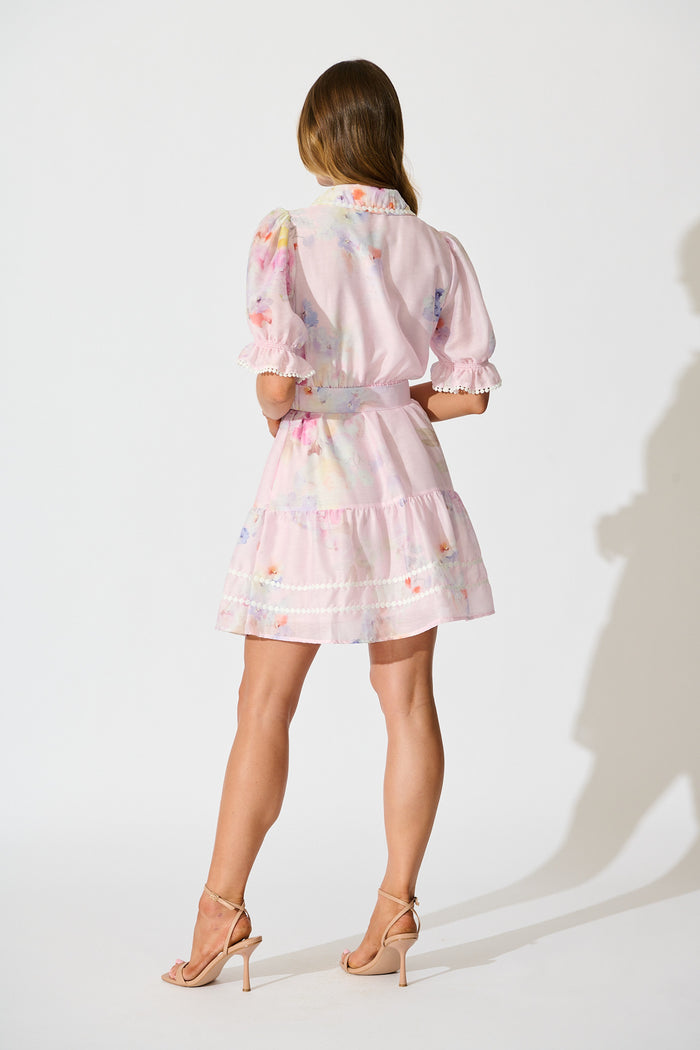 Liora Shirt Dress in Light Pink Floral back