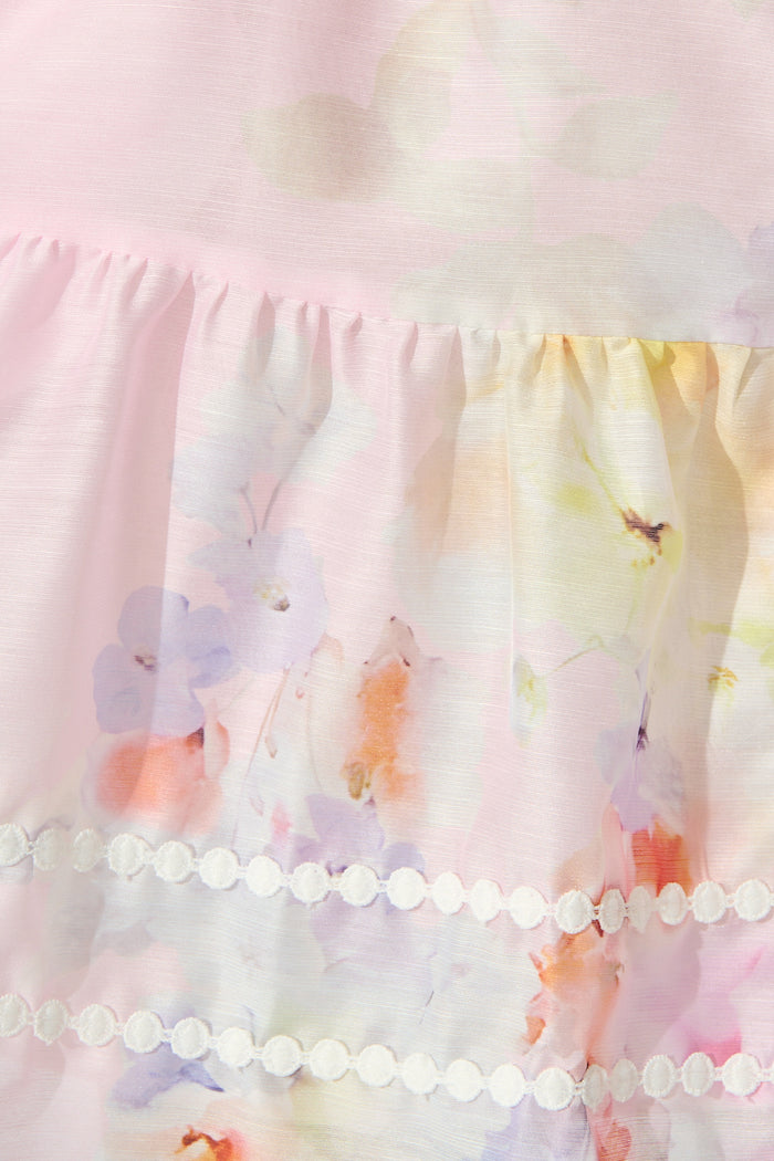 Liora Shirt Dress in Light Pink Floral fabric