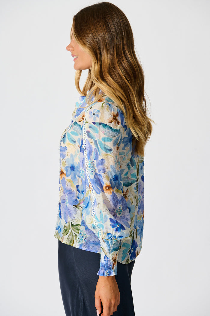 Meadow Mist Shirt in Blue Floral side