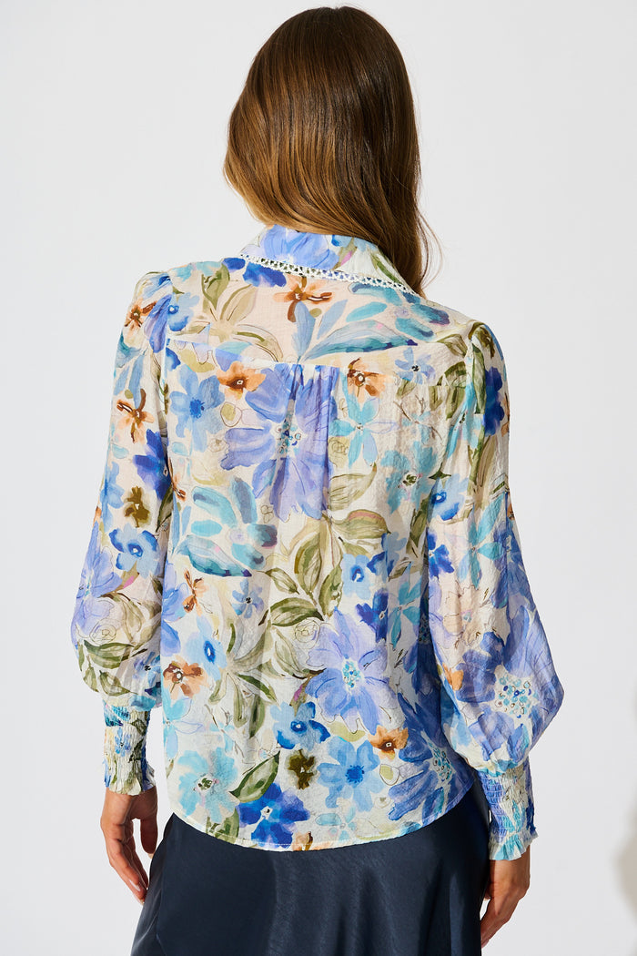 Meadow Mist Shirt in Blue Floral back
