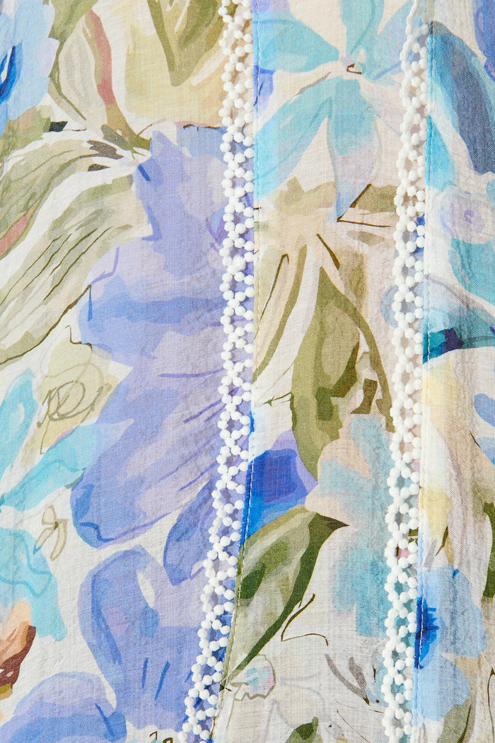 Meadow Mist Shirt in Blue Floral fabric