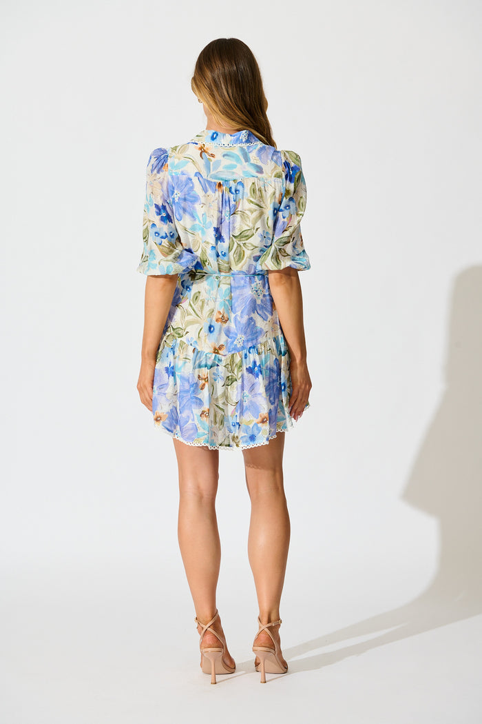 Bluebell Bloom Shirt Dress in Blue Floral back