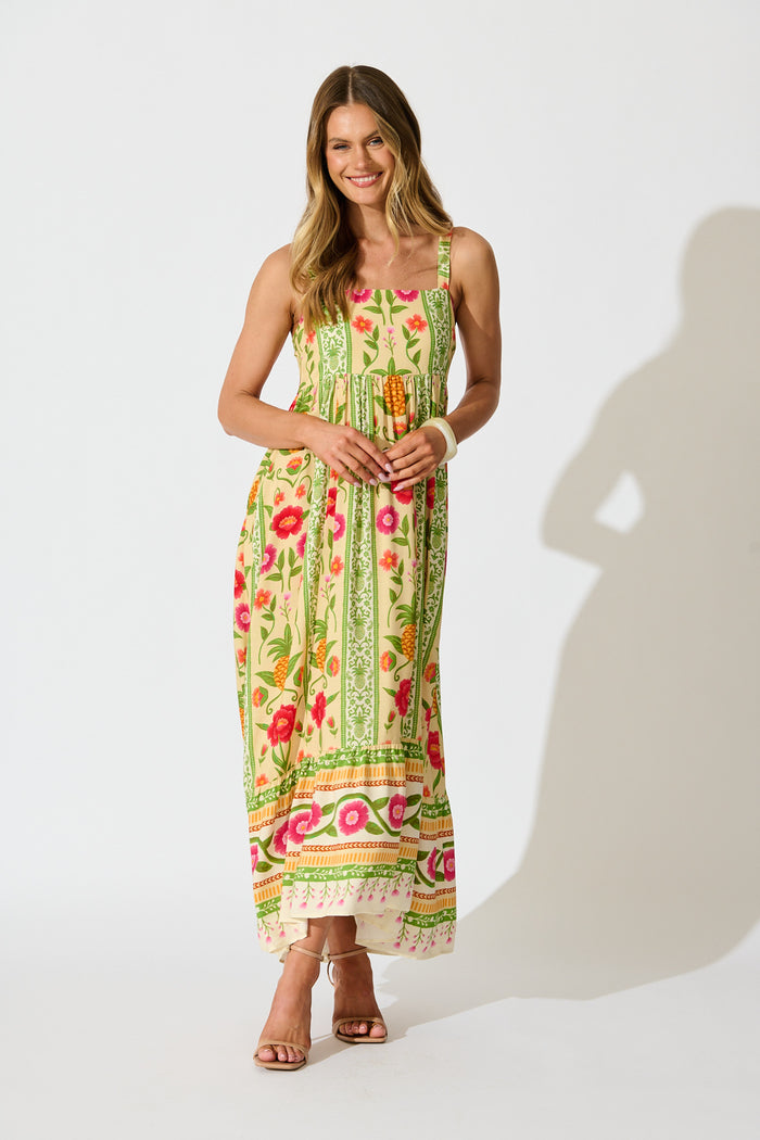 SunKissed Midi Dress In Pineapple Print full length