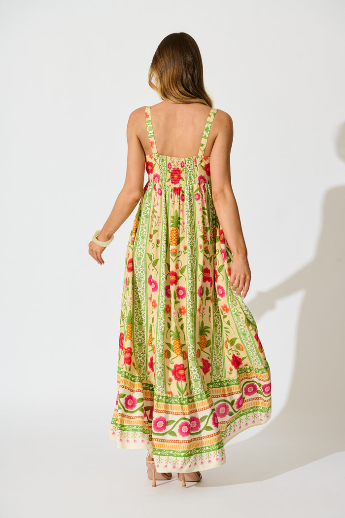 SunKissed Midi Dress In Pineapple Print back