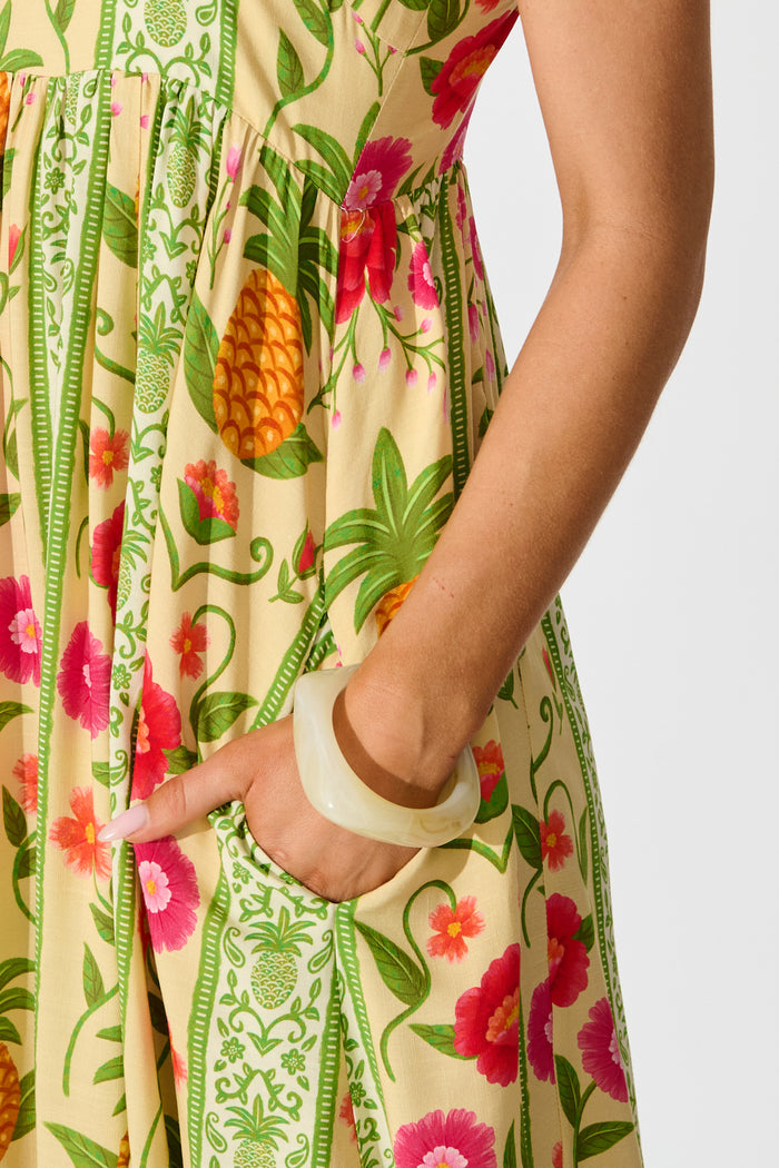 SunKissed Midi Dress In Pineapple Print detail
