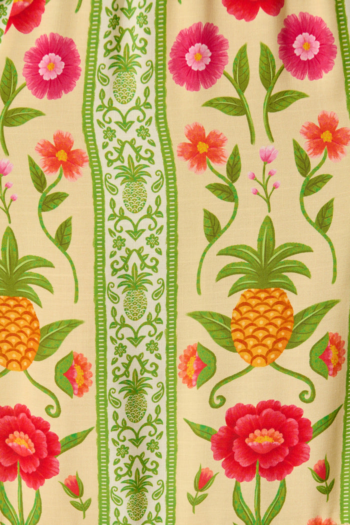 SunKissed Midi Dress In Pineapple Print fabric