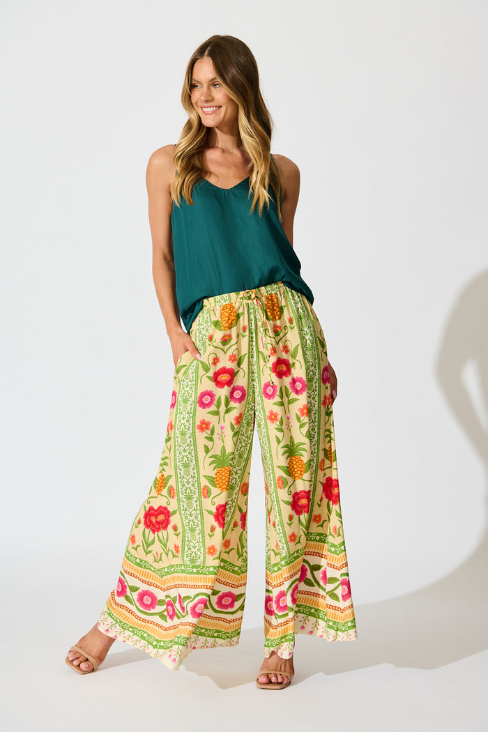 Isla Tropic Pant in Pineapple Print full length
