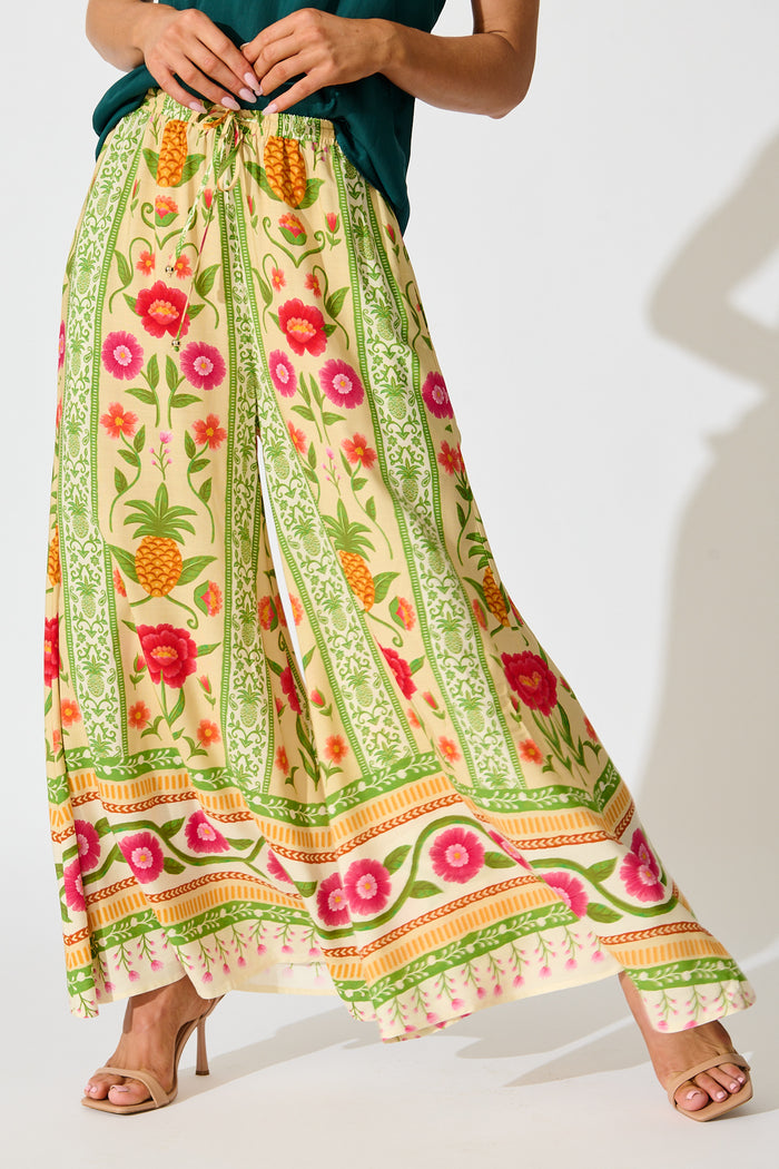 Isla Tropic Pant in Pineapple Print front