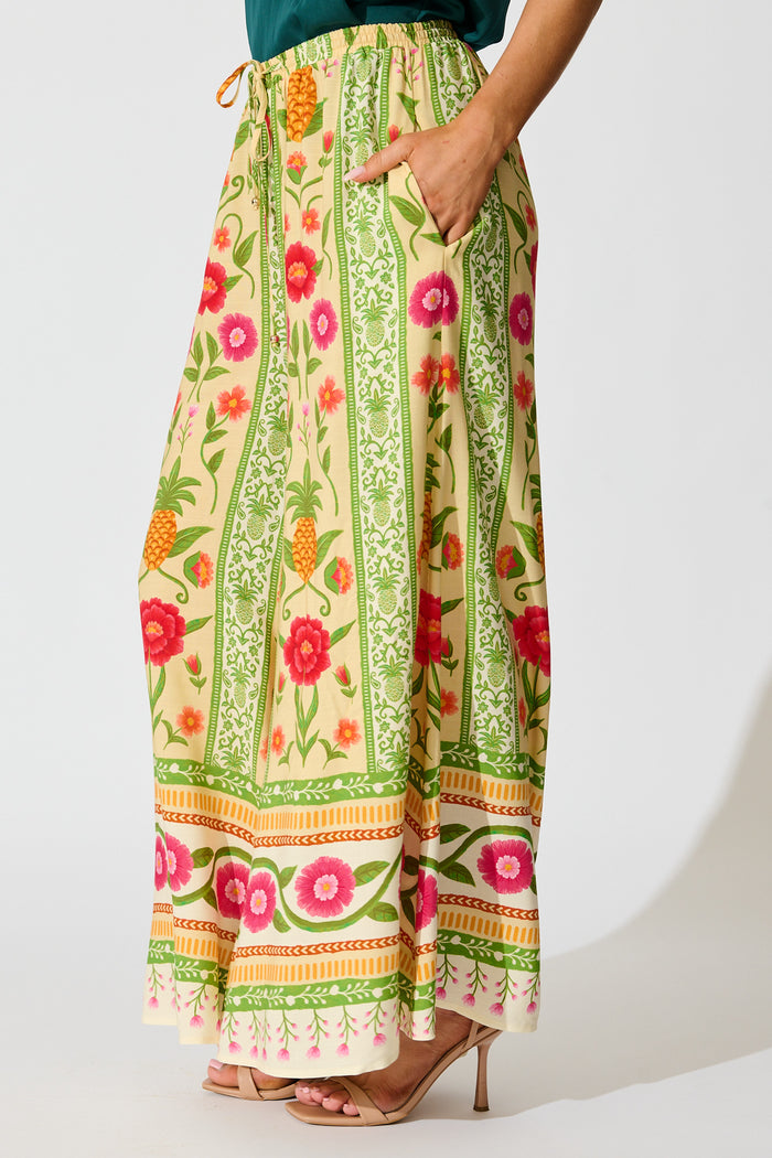Isla Tropic Pant in Pineapple Print side
