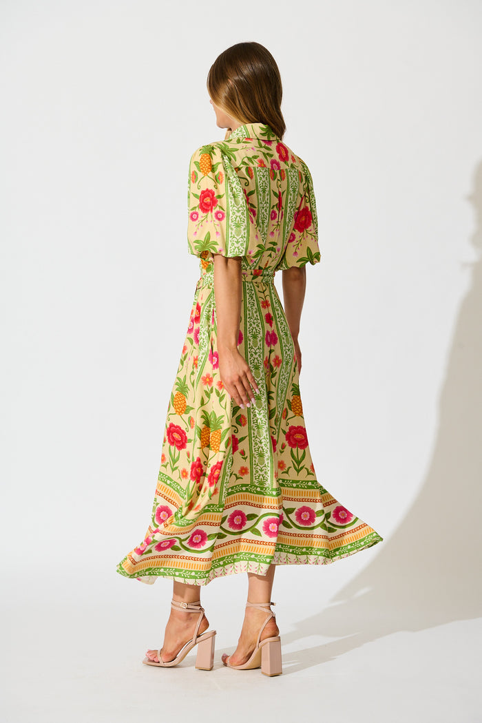 Tropicana Maxi Shirt Dress in Pineapple Print back