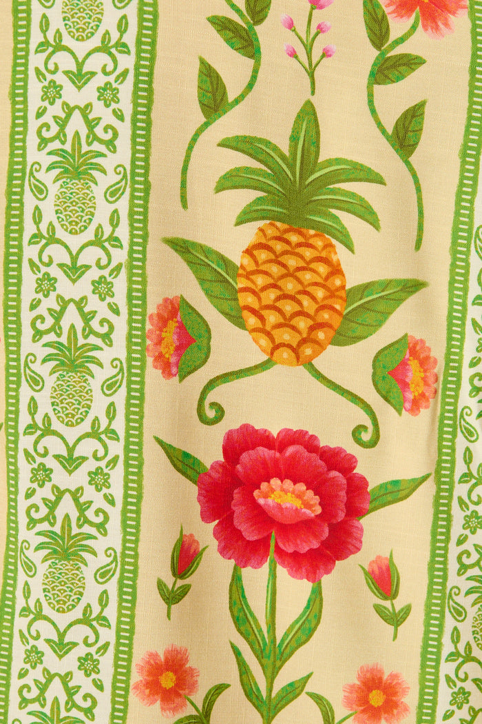 Tropicana Maxi Shirt Dress in Pineapple Print fabric