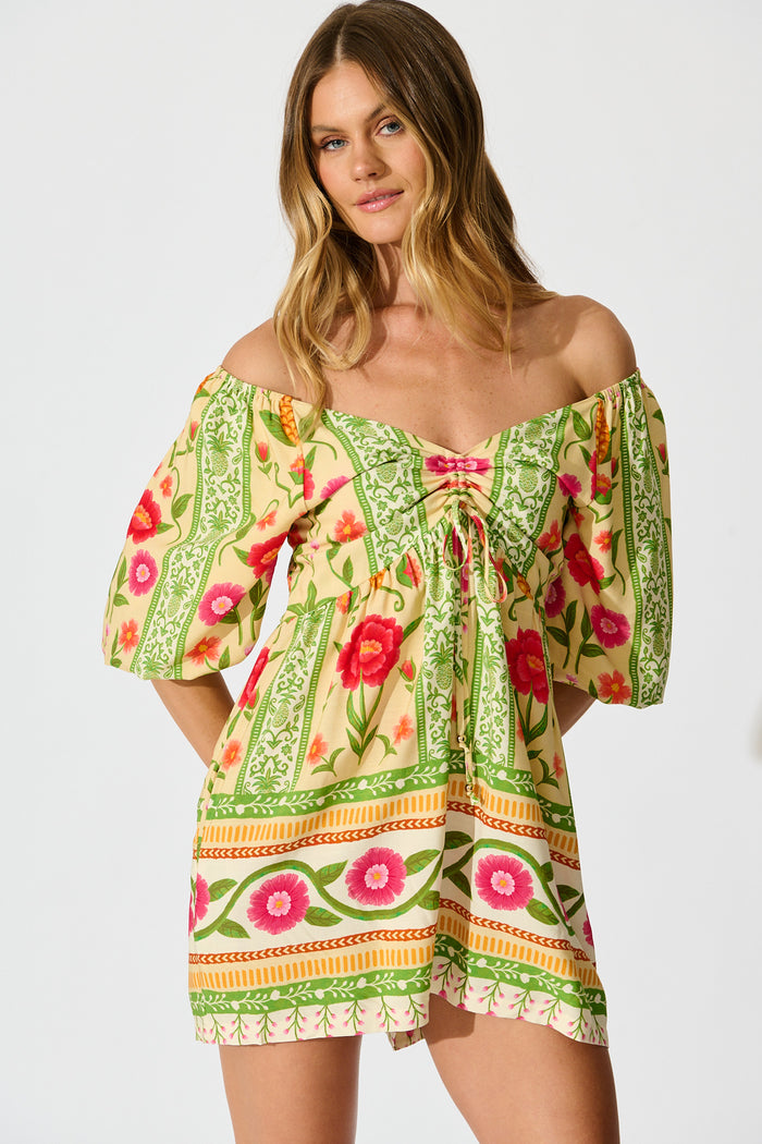 Sunset Squeeze Playsuit in Pineapple Print front