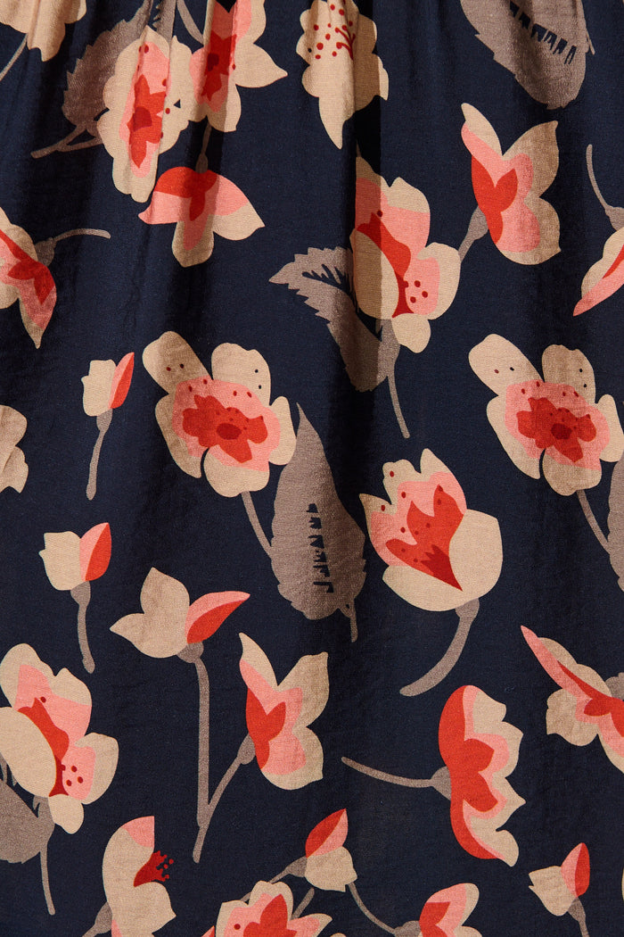 Midnight Bloom Maxi Dress in Navy Floral fabric