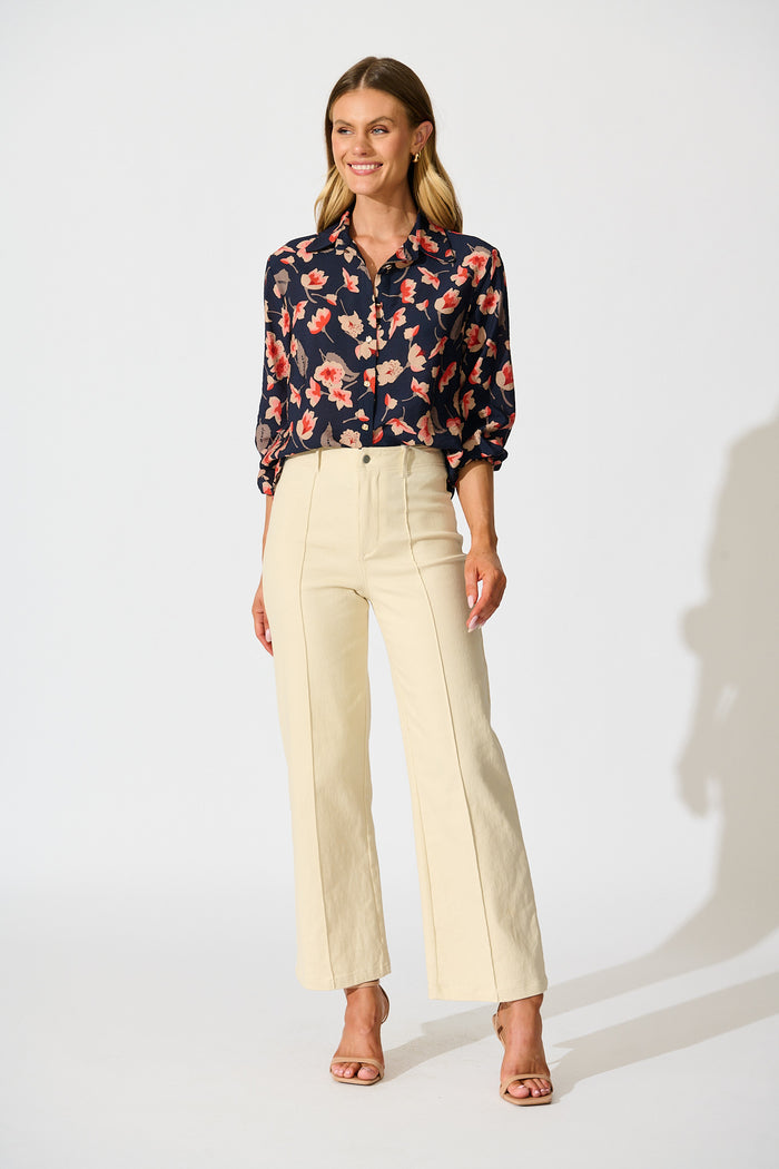 Twilight Flora Shirt in Navy Floral full length