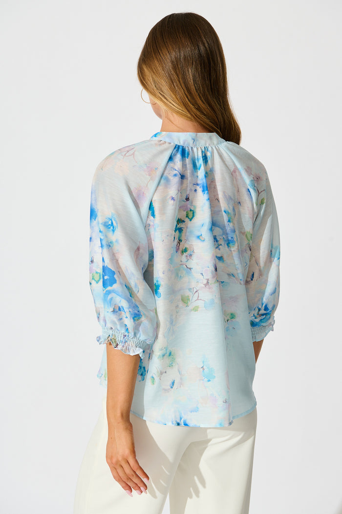 Martisha Top in Blue Floral back