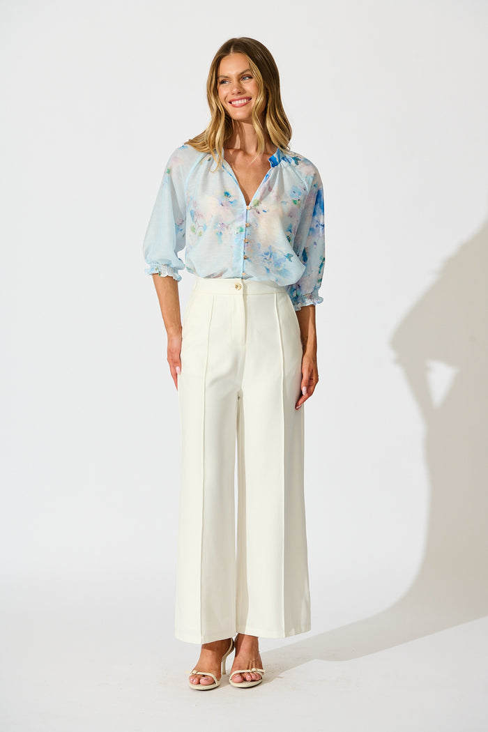 Martisha Top in Blue Floral full length