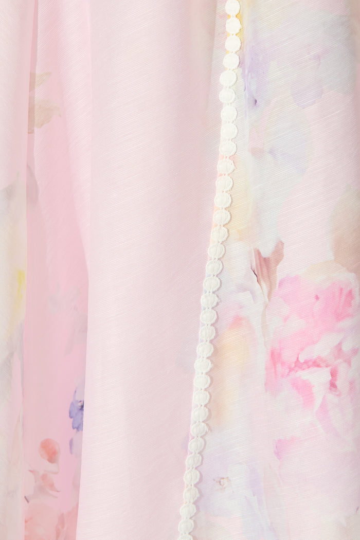 Mimi Maxi Shirt Dress in Light Pink Floral fabric