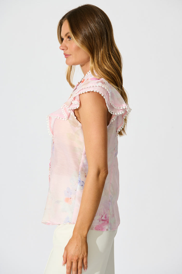 Conessa Top in Light Pink Floral side