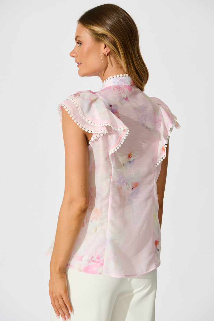 Conessa Top in Light Pink Floral back
