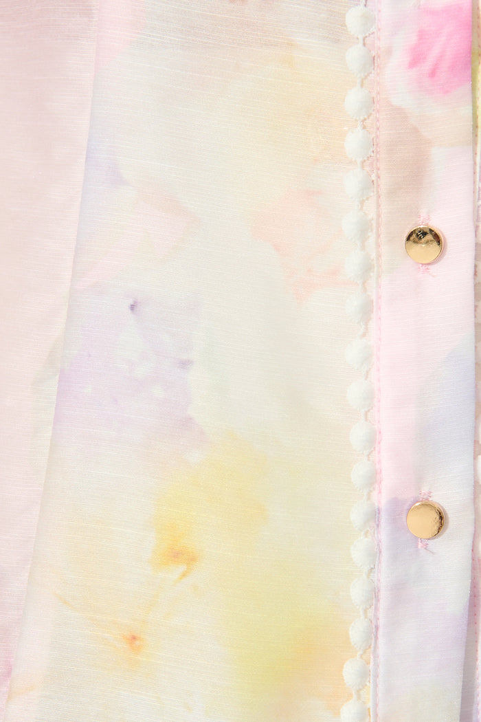 Conessa Top in Light Pink Floral fabric