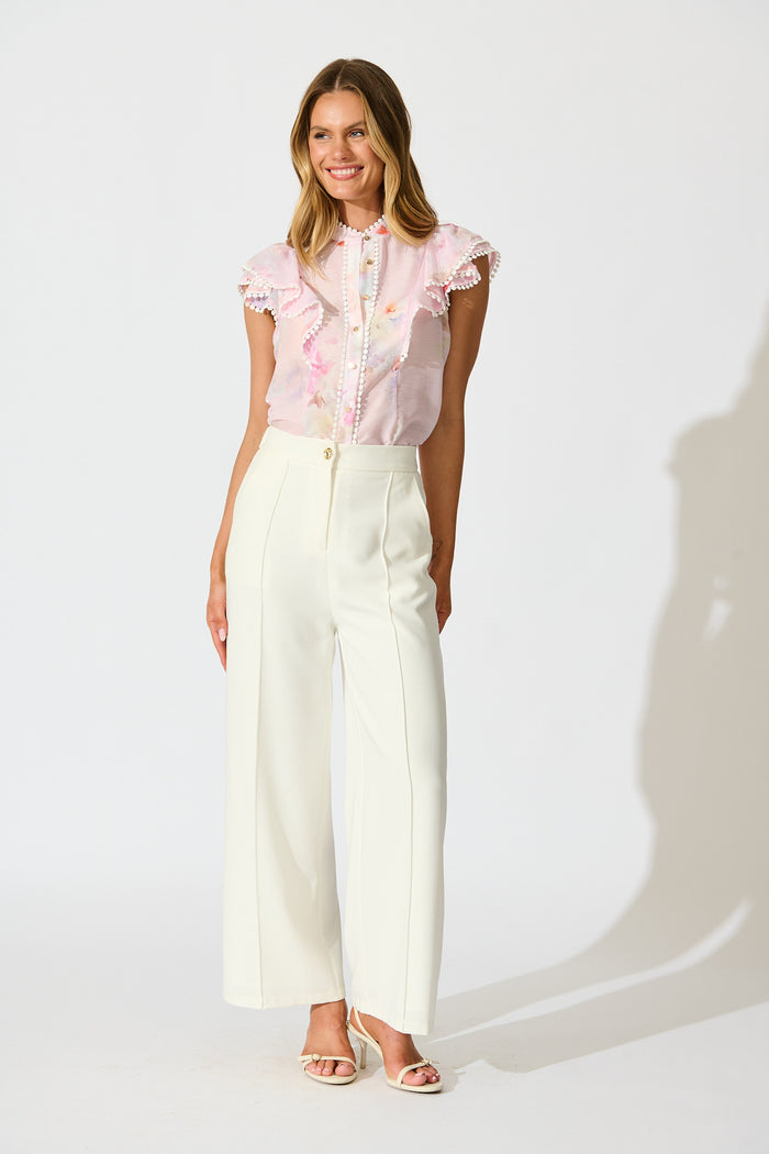 Conessa Top in Light Pink Floral full length