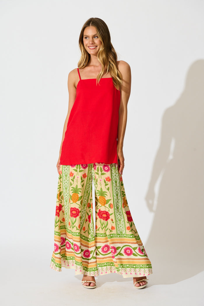 Tutti Fruitti Cami in Red Linen Blend full length