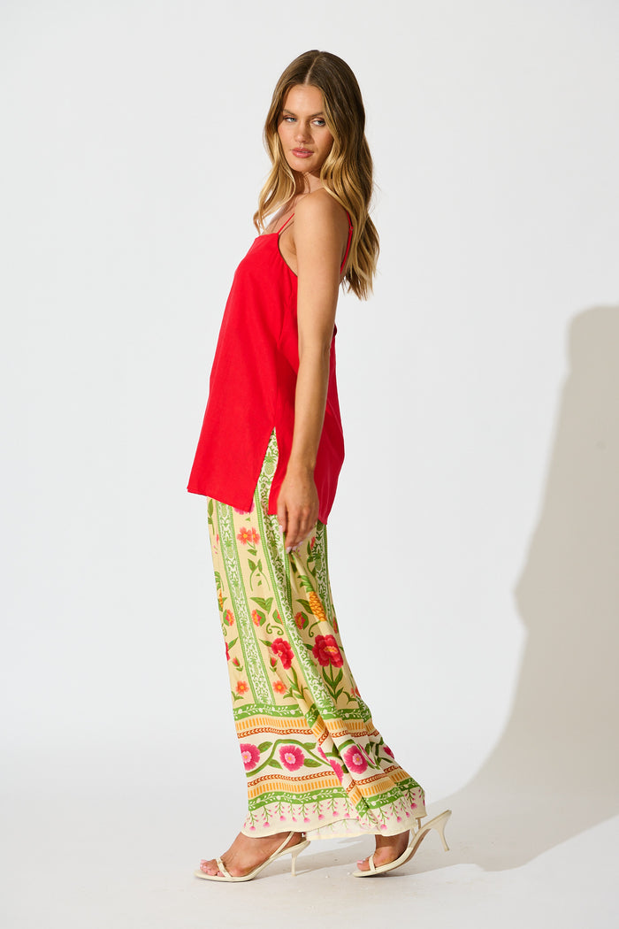 Tutti Fruitti Cami in Red Linen Blend full side