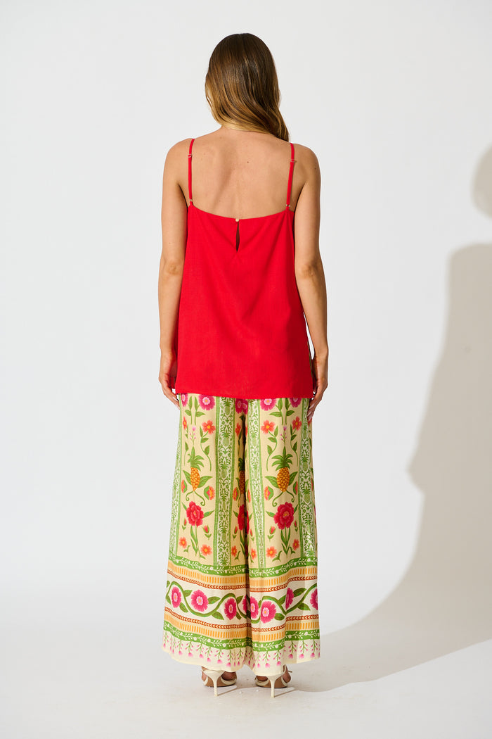 Tutti Fruitti Cami in Red Linen Blend back