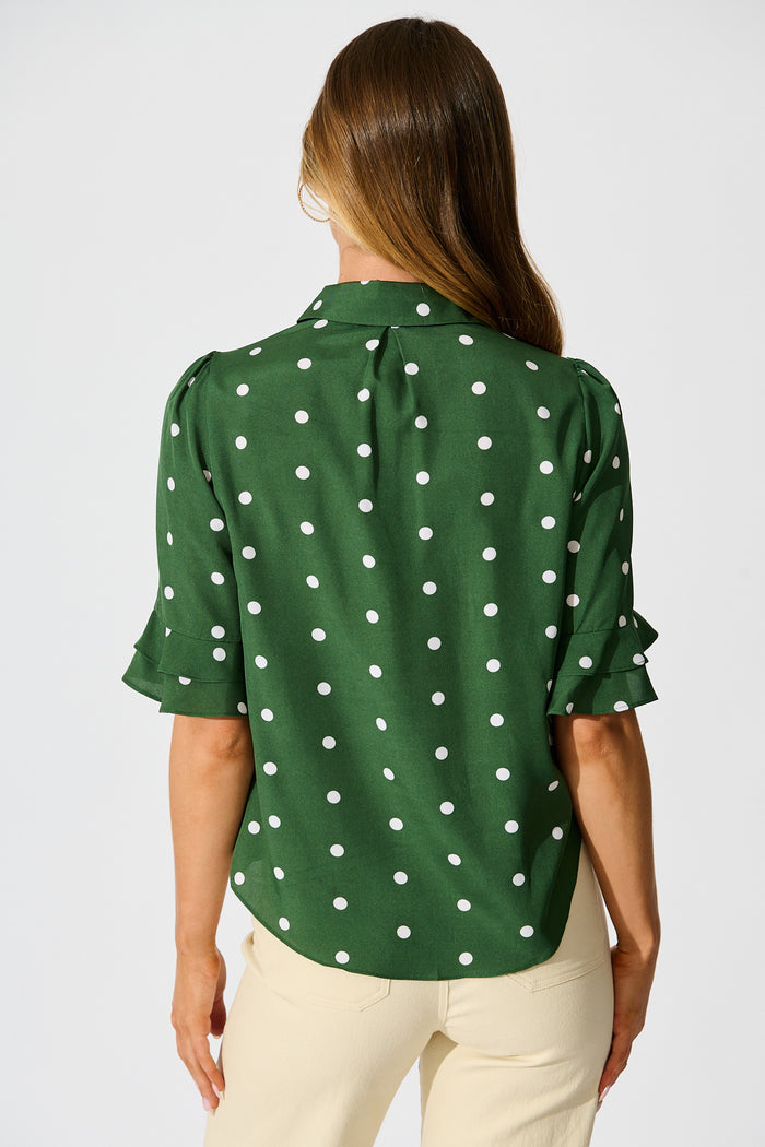 Perfectly Placed Shirt in Emerald with White Spot back