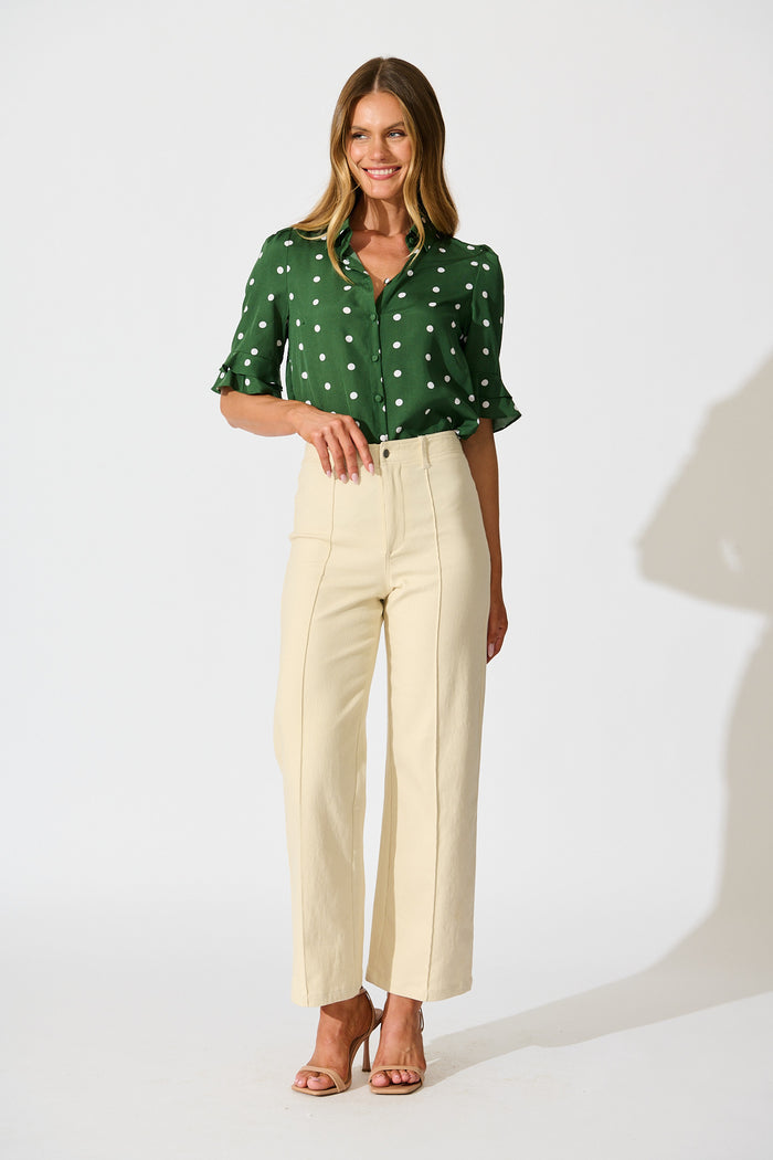 Perfectly Placed Shirt in Emerald with White Spot full length