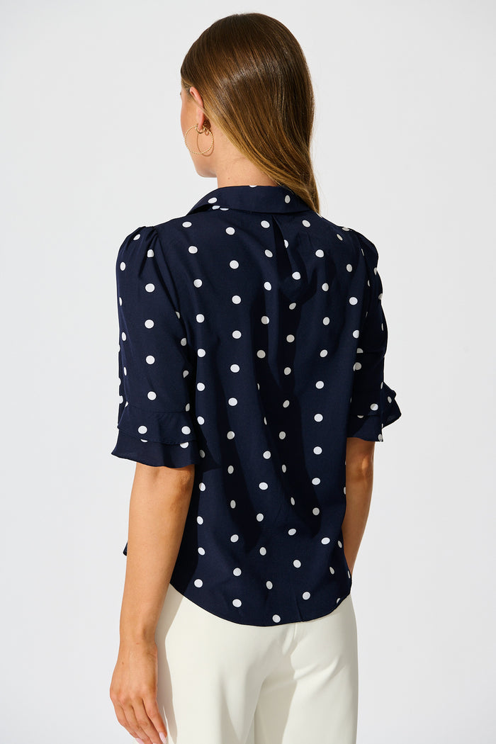 Perfectly Placed Shirt in Navy with White Spot back