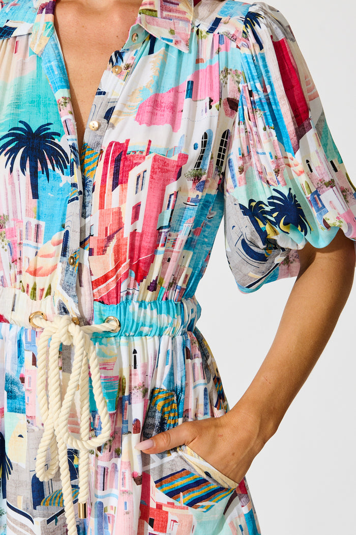 Santorini Sun Playsuit in Multi Print detail