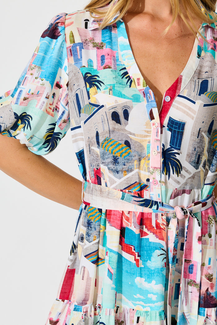 Mediterranean Muse Dress in Multi Print detail