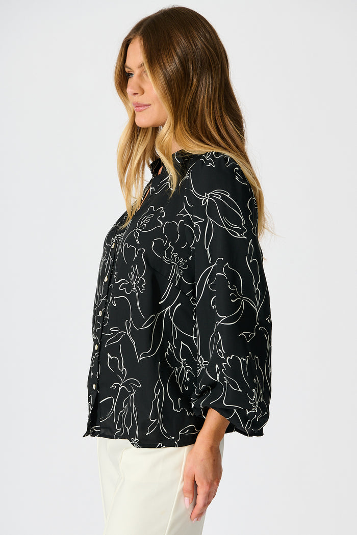 Fortune Top in Black and White Print side