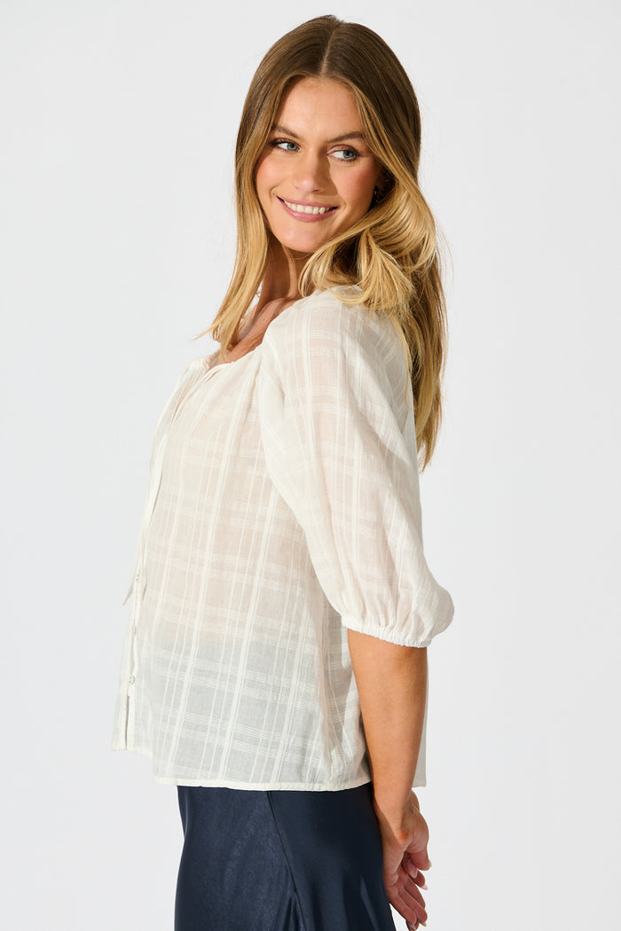 Seabound Top in White Textured Cotton side