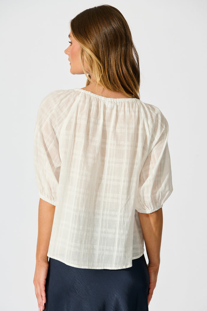 Seabound Top in White Textured Cotton back