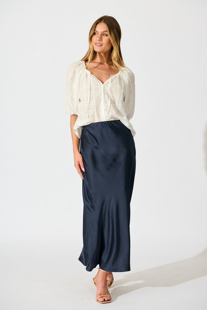 Seabound Top in White Textured Cotton full length