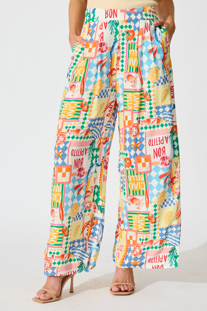 Gilligan Pant in White Multi Conversational Print front
